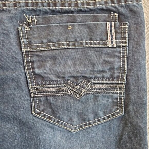 True Rock Jeans Men's 36x30 Straight Leg Dark Wash 7 Pockets Contrast Stitch EUC - Picture 12 of 16